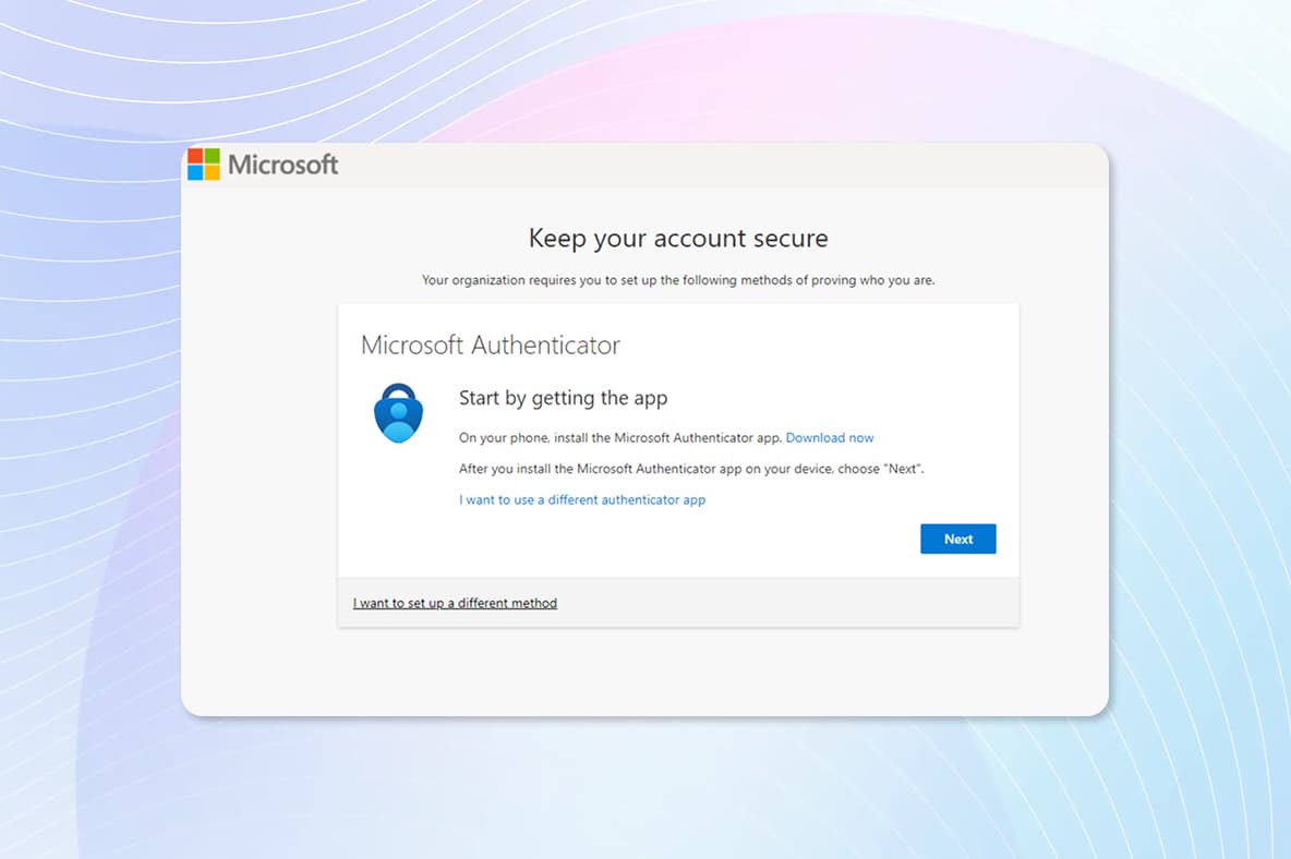 MFA registration page